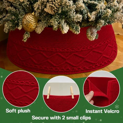 Noiclub Knit Christmas Tree Collar - Cream, Adjustable 23-30 Inch Diameter