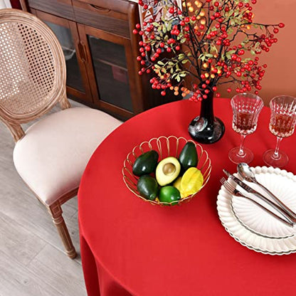 Meanmoy Red Round Water Resistant Tablecloth 90 Inch for Dining & Events