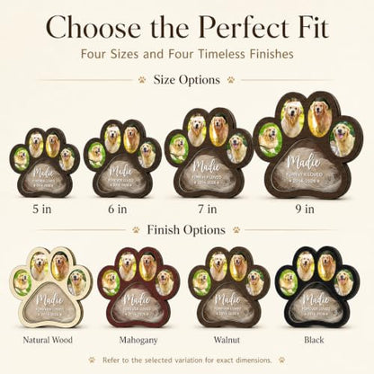 Walnut Personalized Wooden Pet Memorial Shadow Box for Pet Hair & Keepsakes