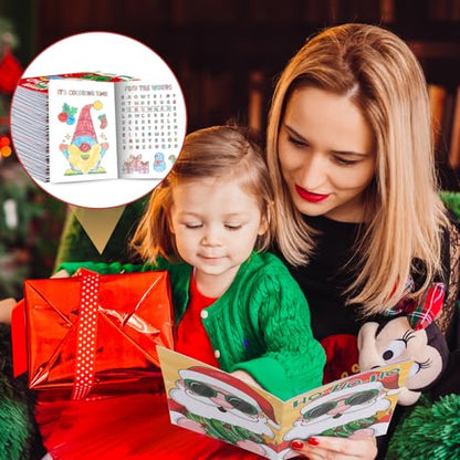 Christmas Mini Activity Books with Crayons Set - 24 Pack for Kids