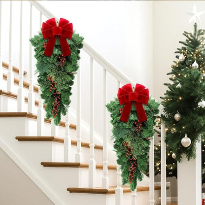 Classic 36-Inch Artificial Pine Christmas Teardrop Swag Set, 2 Pack