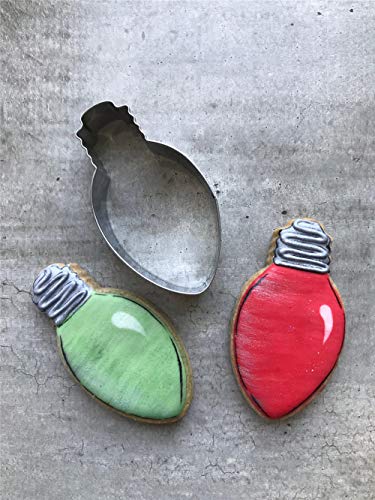 Christmas Light Bulb Cookie Cutter 2 x 3.4 Inches Food Safe Stainless Steel