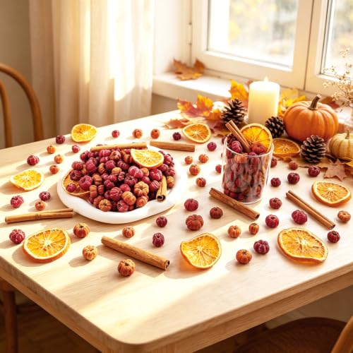 Mini Dried Pumpkin Pods Set with Orange Slices & Cinnamon Sticks Fall Decor