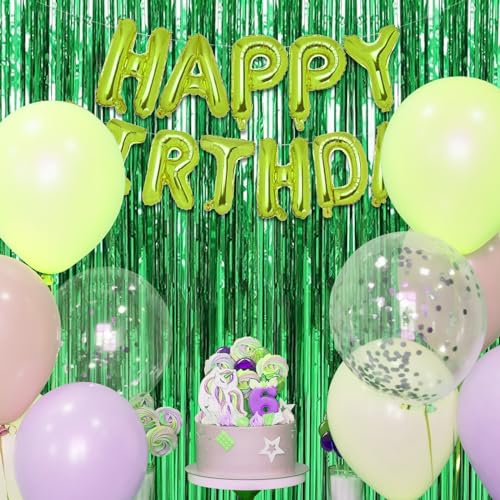 Green Foil Fringe Curtain - 3.2ft x 8.2ft Party Backdrop for St Patrick's Day & Events - 2 Pack