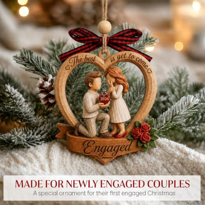 Just Engaged 2026 Flat Engagement Ornament - Romantic Couple Keepsake
