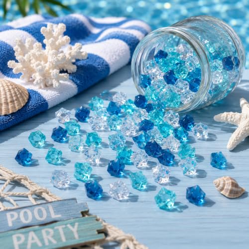 1200pcs Blue and White Acrylic Ice Cube Rocks for Vase Filler & Decor