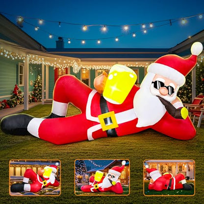 6FT Inflatable Santa Claus with LED Lights Outdoor Christmas Yard Decoration