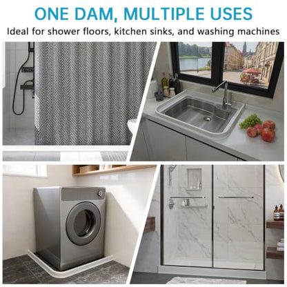 39-Inch High Silicone Shower Water Dam - Collapsible & Waterproof Barrier for Bathroom