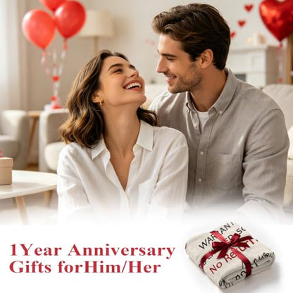 1st Anniversary Gift Blanket for Him/Her - Paper Anniversary 60x50 inches with Heartfelt Message Variation of 1st Anniversary / 50x60