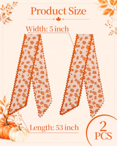 Autumn Wreath Sash Set for Front Door - Fall Decor, 2-Pack