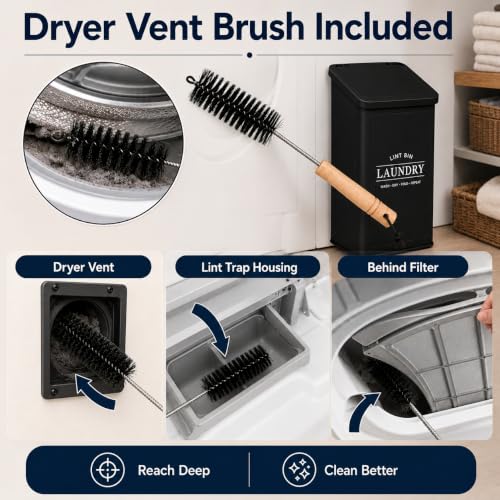 Lint Bin for Laundry Room Black - Dryer Lint Catcher with Mounting Options