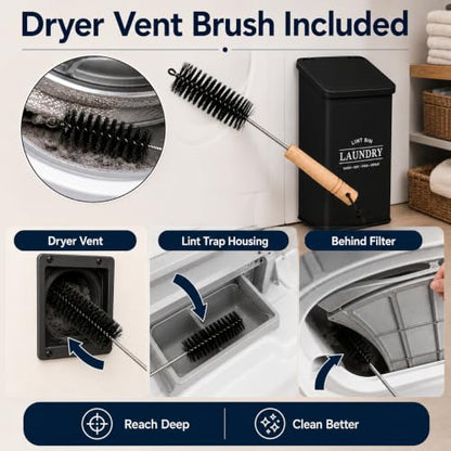 Lint Bin for Laundry Room Black - Dryer Lint Catcher with Mounting Options