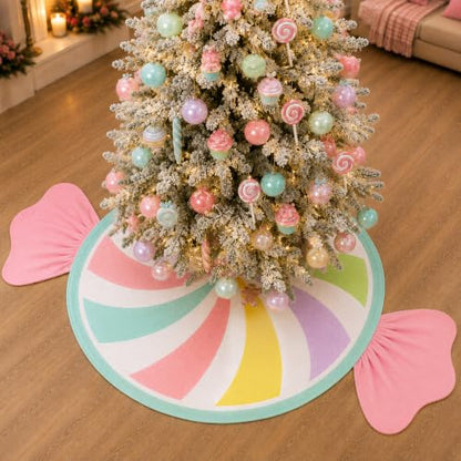 Candy Christmas Tree Skirt 48 Inch Pastel Candyland Holiday Decor - Multicolor