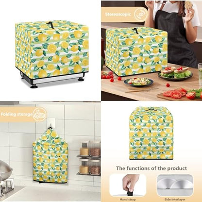 PJHEQOXE Lemon Pattern Food Slicer Cover Electric Food Slicer Cover With Storage Pockets And Top Handle Meat Slicer Cover 16"L x 13"W x 13"H Kitchen Decoration (Yellow)