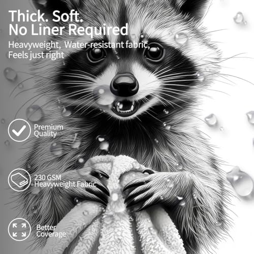 Funny Raccoon Shower Curtain with Hooks - 72x72 Inch Waterproof Polyester