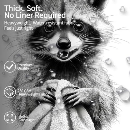 Funny Raccoon Shower Curtain with Hooks - 72x72 Inch Waterproof Polyester