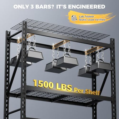 Heavy Duty Storage Shelves 6000LBS Capacity 72x24x72 Inches - CAMMOO