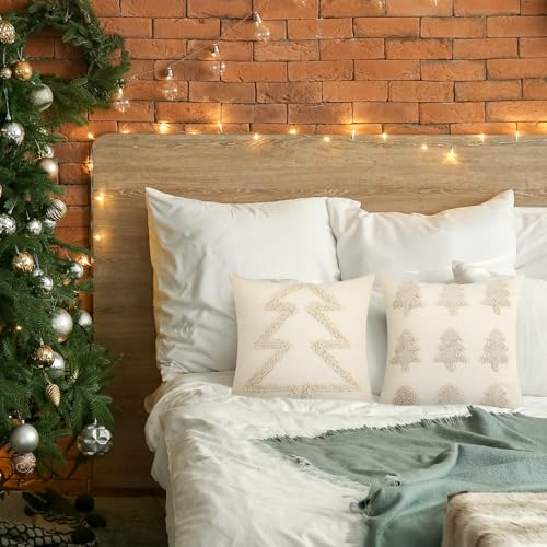Christmas Pillow Covers 18x18 Set of 2 Beveeer Boho Tree Design