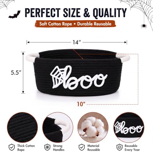 Halloween Boo Basket Tissue Paper Ribbon Card Gift Bag - Black