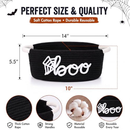 Halloween Boo Basket Tissue Paper Ribbon Card Gift Bag - Black