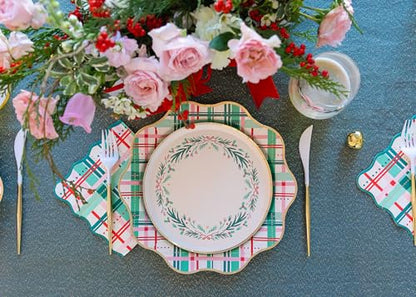 Christmas Wreath Dessert Plates Pack of 8 - Holiday Party Tableware 8"