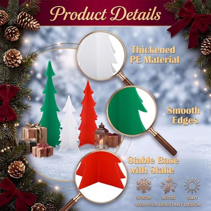 3 Pack Outdoor 3D Christmas Tree Decorations - Openwork, Multi-Size Set