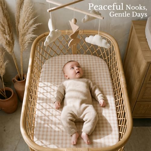 Pink Bedside Bassinet Sheets 3-Pack - Niceye Muslin Fitted Sheets for 33" x 21" Sleepers