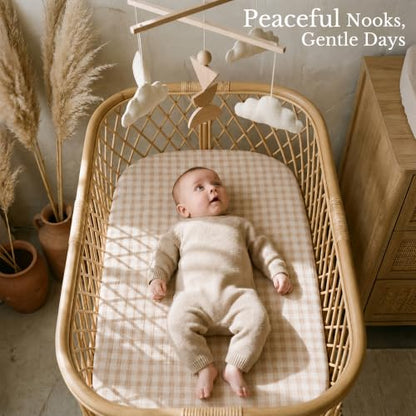 Pink Bedside Bassinet Sheets 3-Pack - Niceye Muslin Fitted Sheets for 33" x 21" Sleepers