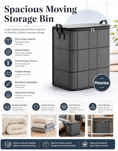 XL 140L Moving Storage Bag - Foldable Large Capacity Clothes & Comforter Organizer