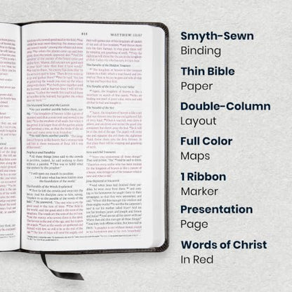 Personalized Small Print ESV Bible with Black Faux Leather Cover - Crown of Thorns Black Variation
