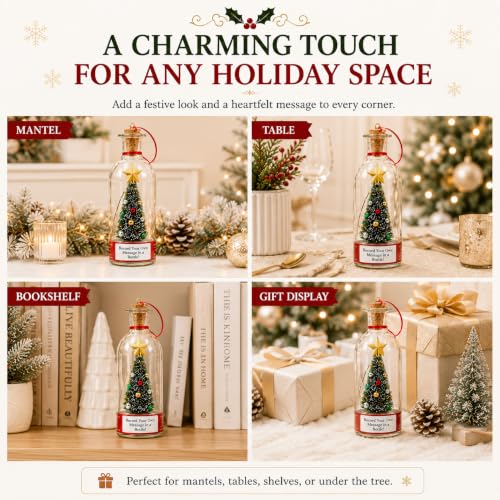 Recordable Christmas Tree Ornament with Bottle and Snow Scene - Green Variation