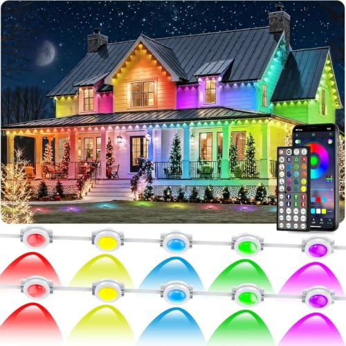 Outdoor RGB LED Lights 300FT Waterproof Smart Eaves Lighting with App & Remote - DIY Color Scenes & Modes