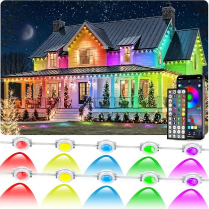 Outdoor RGB LED Lights 300FT Waterproof Smart Eaves Lighting with App & Remote - DIY Color Scenes & Modes