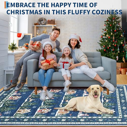 Christmas Snowflake Blue Runner Rug 2x6 Kitchen Hallway Non Slip Low Pile Washable