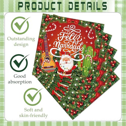 Mexican Feliz Navidad Party Decorations - 50 Assorted Festive Napkins - Variation: Mexican