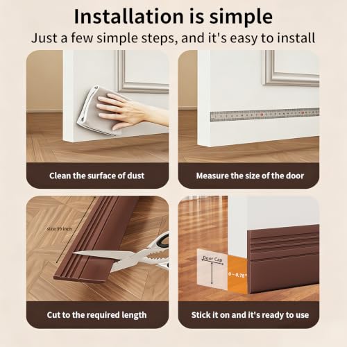 Brown Door Draft Stopper Bottom Door Seal Weather Stripping Gap Blocker