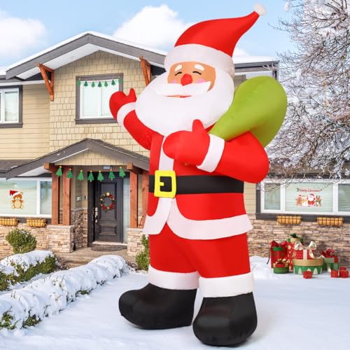 9ft Inflatable Christmas Santa with Shakeable Arm & LED Lights - Yard Decor