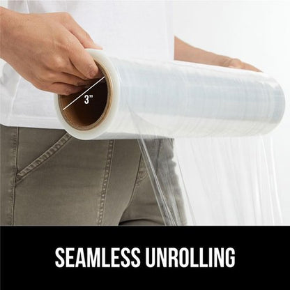 GORILLA GRIP Heavy Duty Stretch Film - 500ft Puncture Resistant Shrink Wrap Roll for Shipping & Moving
