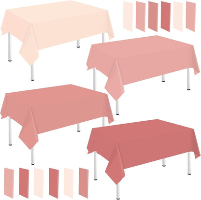 Whaline 16Pcs Pink Plastic Tablecloth Set - Waterproof Rectangle Covers for Parties | 54 x 108 Inch