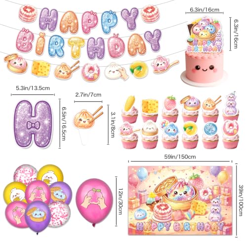 Squishy Birthday Party Decorations Kit with Banners, Balloons, Cake & Cupcake Toppers