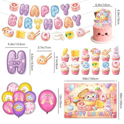 Squishy Birthday Party Decorations Kit with Banners, Balloons, Cake & Cupcake Toppers