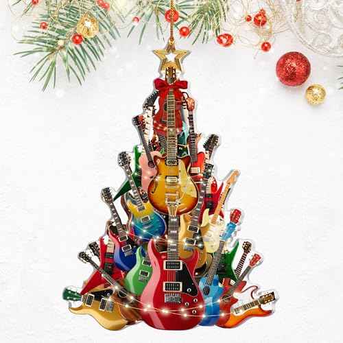 Guitar Christmas Tree Ornament ? Rockin¡¯ Acrylic Tree Decoration, Music Ornaments for Christmas, Musical Instrument Ornament, Funny Gift for Guitar Player, Music Enthusiasts, Teacher Keepsake