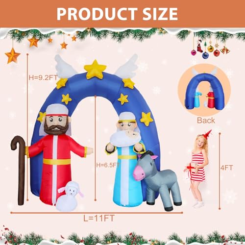 9.2FT Christmas Inflatable Nativity Scene Archway with LED Lights - Large Outdoor Yard Decoration - Variation of This Listing