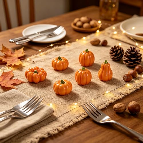 Mini Resin Pumpkins Set for Fall Decor, Thanksgiving & Autumn Arrangements