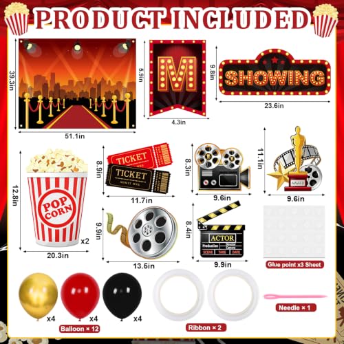Halloween Movie Night Car Decorations Kit with Banner and Balloons - Variation of Movie Night