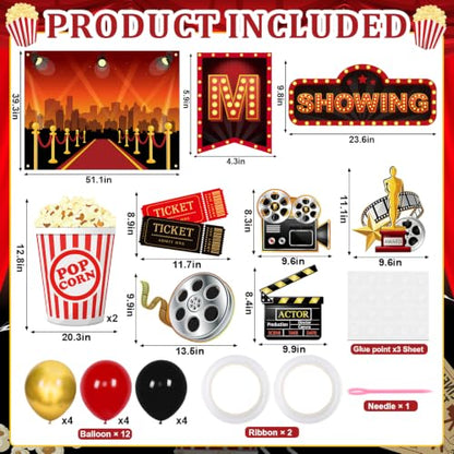 Halloween Movie Night Car Decorations Kit with Banner and Balloons - Variation of Movie Night
