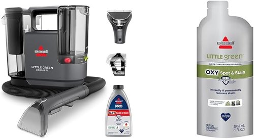 BISSELL Little Green Cordless SmartMix | Portable Deep Cleaner + 6 Super Concentrate Oxy Stain Pouches