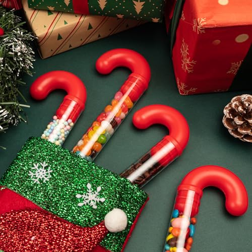 12Pcs Clear Plastic Candy Cane Tubes for Christmas Sweets & DIY Treats
