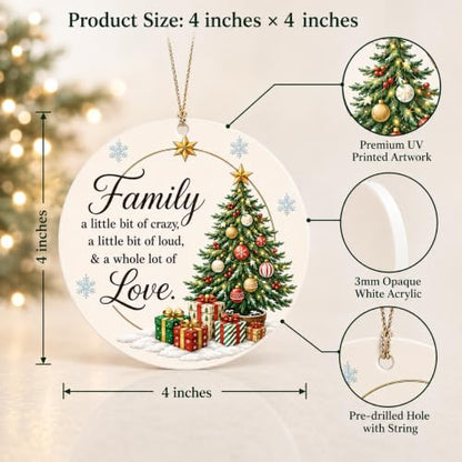 Family Christmas Ornament 2026 with Tree Design, Heartfelt Holiday Gift for Loved Ones, Variation: Family 1 16.10 11