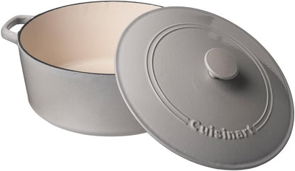 Cuisinart Enameled Cast Iron Round Casserole - 7-Quart, Cool Grey | Durable & Stylish Cookware
